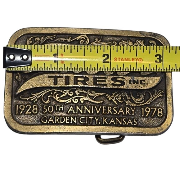 Fansler Tires Belt Buckle Garden City Kansas 1978 Vintage Advertising Promo - Picture 2 of 11